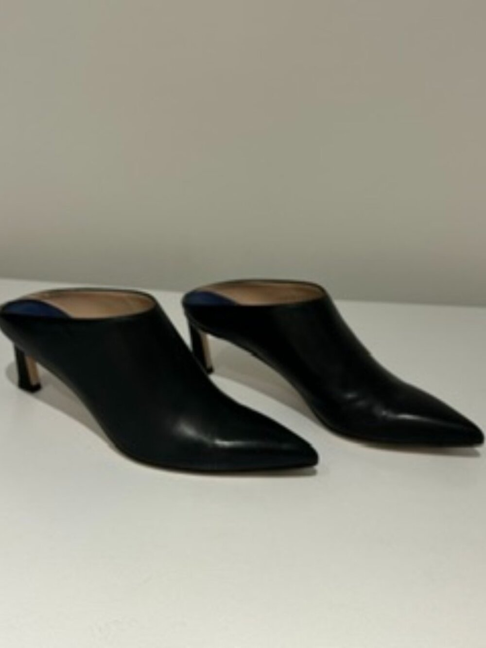Stuart Weitzman Black Leather Mules - Size 8